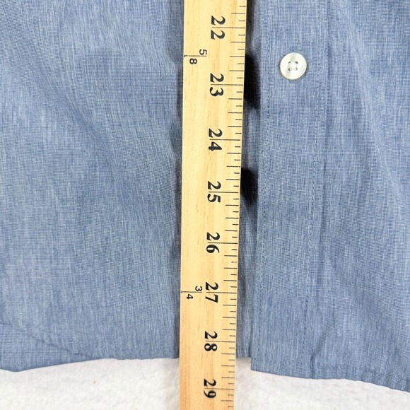 Van Heusen Mens M Classic Fit Button Down Shirt Blue Long Sleeve Business Casual - Picture 5 of 5